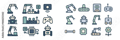 Robotics and Automation Symbols, Minimalist flat design