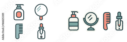 Beauty and Personal Care Flat Icons, Minimalist flat design