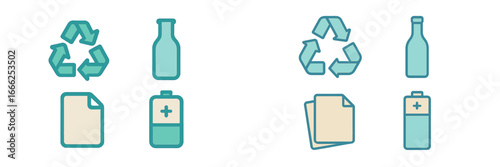 Recycling symbols and icons for waste management