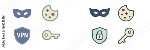 Cybersecurity Icons for Digital Protection and Privacy