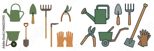 Gardening Tools Assortment, Minimalist flat design