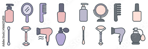 Beauty and Personal Care Tools Set, Minimalist flat design
