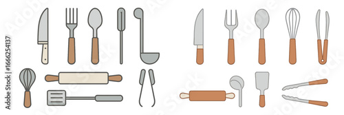 Kitchen Utensils Assortment, Minimalist flat design