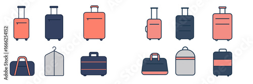 Modern Luggage and Travel Bags Assortment, Minimalist flat design