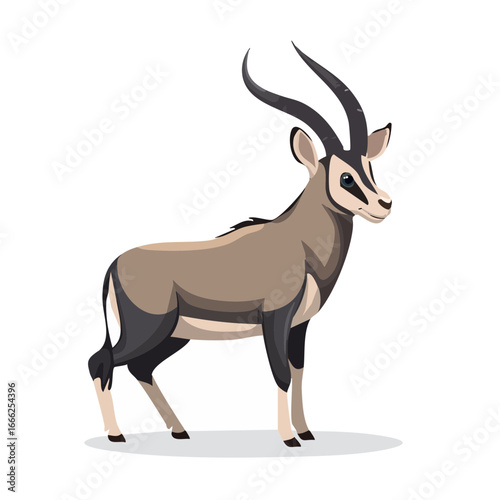 Elegant Oryx Antelope Illustration Standing Tall Against Black Background