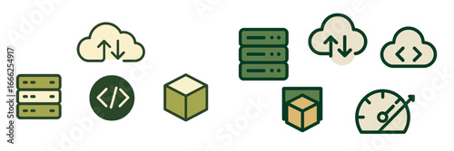 Cloud Data Transfer and Server Operations, Minimalist flat design
