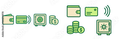 Digital Wallet and Credit Card Transaction Icons