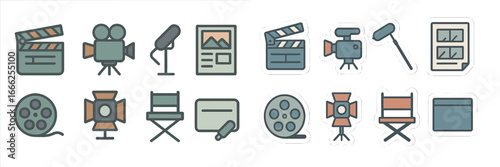 Filmmaking and Cinema Symbols, Minimalist flat design