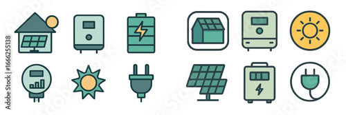 Renewable Energy Symbols Collection, Minimalist flat design