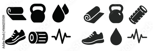 Fitness and Health Symbols Collection, Minimalist flat design