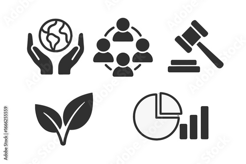 Business and Environment Icons Set, Minimalist flat design