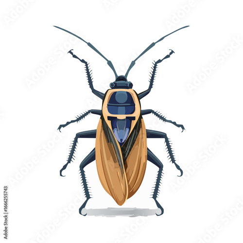 Illustration of unique insect resting on a white surface detailed vector art