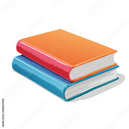 Stacked Books Illustration: Orange and Blue, Education, Reading, and Learning