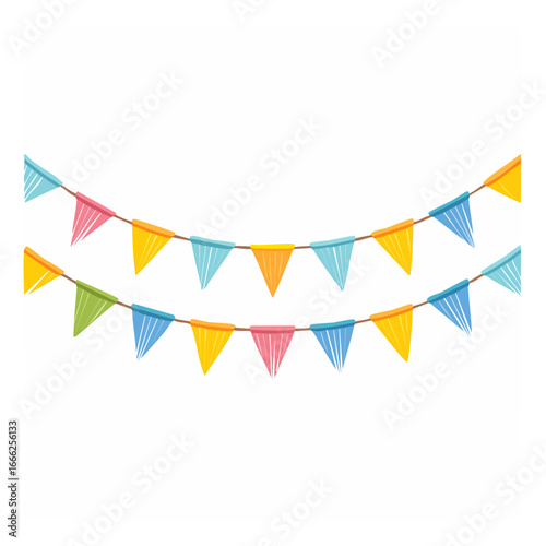 Colorful triangle party bunting garland decoration illustration backdrop