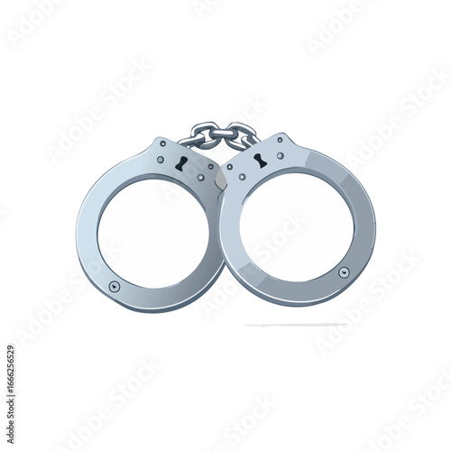 Isolated Metal Handcuffs Symbolizing Law Enforcement Justice Criminal Capture Arrest Security Illustration