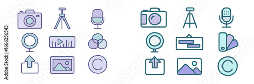 Media and Content Creation Symbols, Minimalist flat design