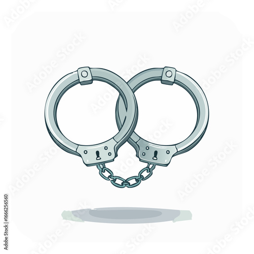 Silver Metal Handcuffs Representing Law Enforcement Criminal Justice Security Arrest Punishment Illustration
