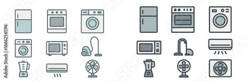 Home Appliance Icons, Minimalist flat design, isolated on white