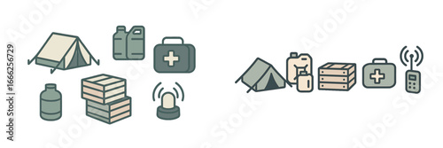 Emergency Preparedness Supplies and Equipment Icons