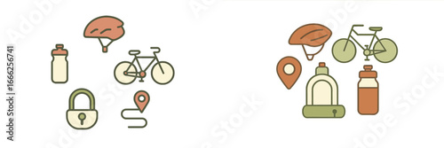 Bicycle Cycling Equipment and Accessories, Minimalist flat design