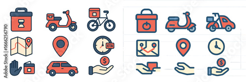 Delivery Service Icons with Vehicles and Logistics Elements