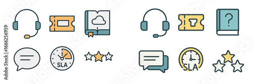 Customer Service and Support Symbols, Minimalist flat design