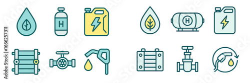 Energy industry icons and symbols, Minimalist flat design