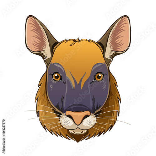 Cartoon Muzzle of an African Animal on a Black Backdrop Cute Wildlife Illustration