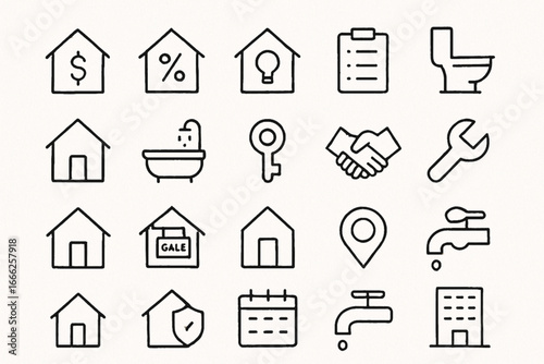 Real Estate and Home Services Icons Set house building