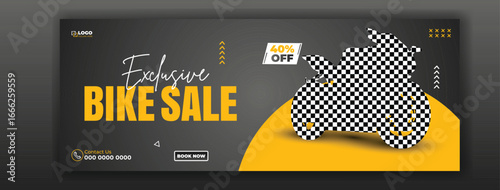 Exclusive Sale Banner with Scooter Silhouette and 40 Percent Discount Offer
