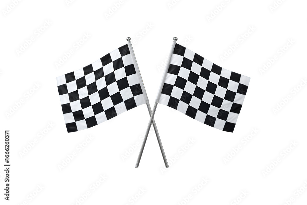 Fototapeta premium Two checkered black and white race flags fluttering in the wind