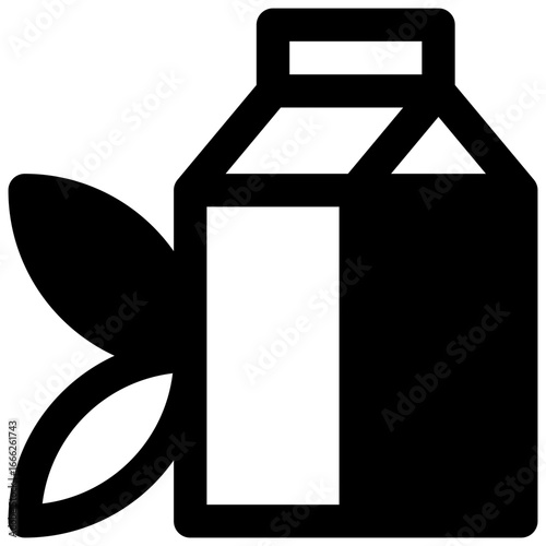 Gable carton. Outlined stroke vector icon with black-filled details.