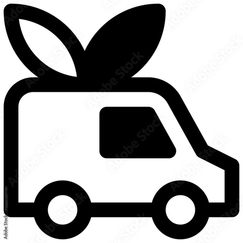 Green delivery. Outlined stroke vector icon with black-filled details.