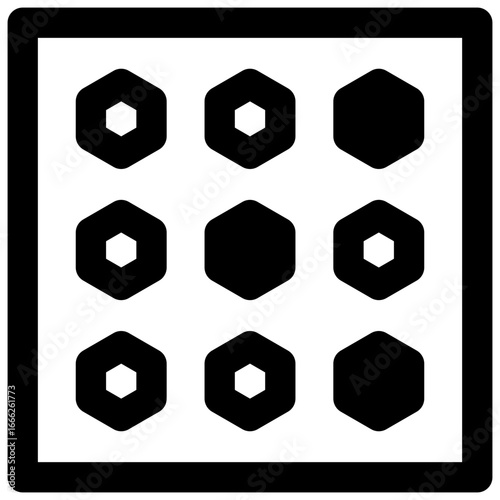 Eco bubble wrap. Outlined stroke vector icon with black-filled details.