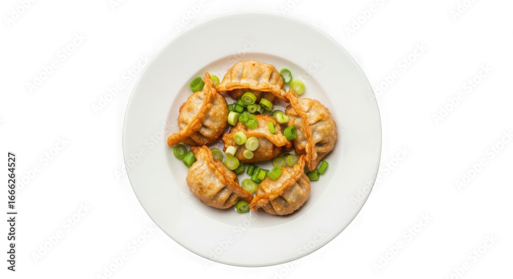 Delicious steamed dumplings topped with fresh green onions