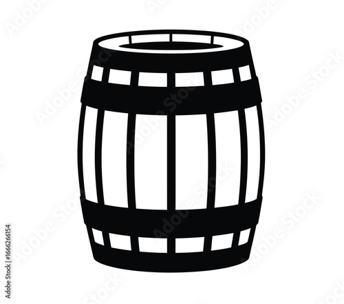 Black wooden barrel illustration white