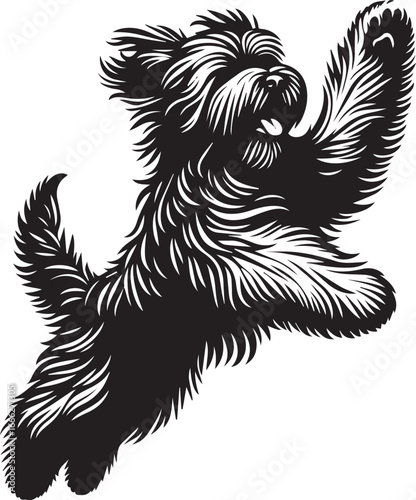 Briard Dog vector in black and white 