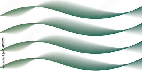 Abstract white background with smooth green gradient wave shapes, modern flowing design.