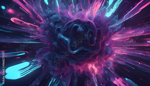 Abstract Neon Fluid Waves Background Colorful Pink and Blue Energy Flow