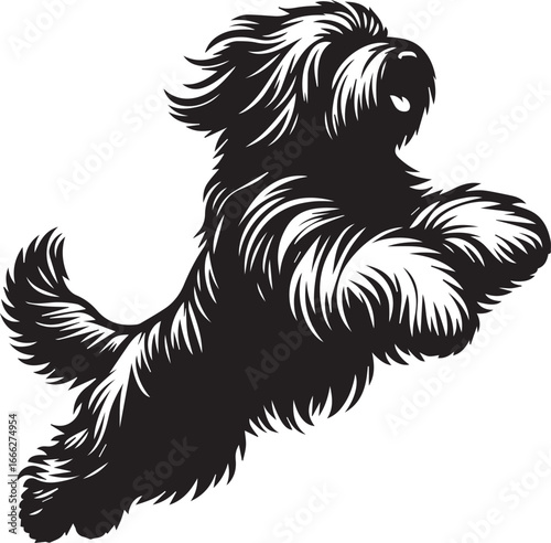 Briard Dog vector in black and white 