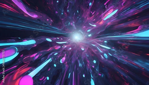 Abstract Neon Fluid Waves Background Colorful Pink and Blue Energy Flow