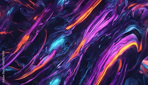 Abstract Neon Fluid Waves Background Colorful Pink and Blue Energy Flow