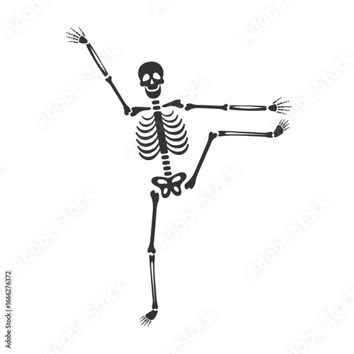 Dancing skeleton on Day of the Dead. Design for celebration. Vector illustration.