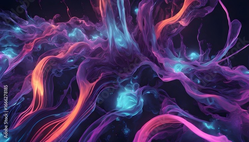 Abstract Neon Fluid Waves Background Colorful Pink and Blue Energy Flow