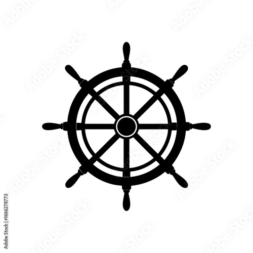 Detailed nautical steering ship wheel vector graphic for maritime and travel designs