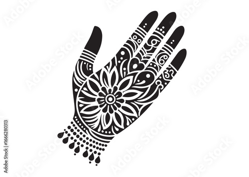 hand mehndi logo silhouette vector, mehendi silhouette vector illustration, mehndi henna tattoos silhouette vector, wedding mehndi design logo silhouette vector on white background 