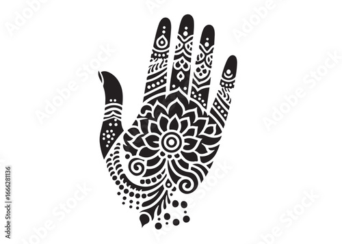 hand mehndi logo silhouette vector, mehendi silhouette vector illustration, mehndi henna tattoos silhouette vector, wedding mehndi design logo silhouette vector on white background 
