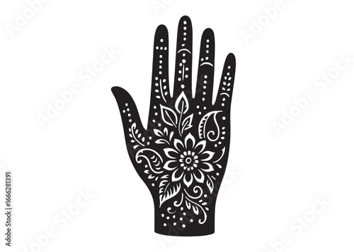 hand mehndi logo silhouette vector, mehendi silhouette vector illustration, mehndi henna tattoos silhouette vector, wedding mehndi design logo silhouette vector on white background 