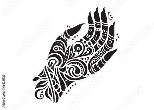 hand mehndi logo silhouette vector, mehendi silhouette vector illustration, mehndi henna tattoos silhouette vector, wedding mehndi design logo silhouette vector on white background 