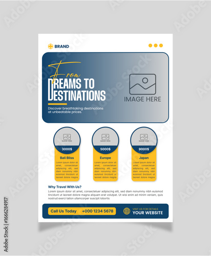 Clean and modern flyer design for travel agency